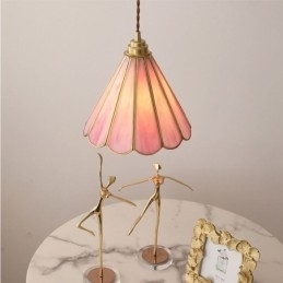 Luminária pendente de vidro estilo japonês, luminária retrô com pétalas