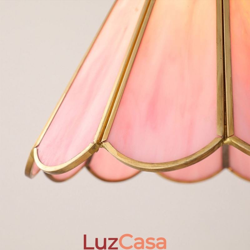 Luminária pendente de vidro estilo japonês, luminária retrô com pétalas