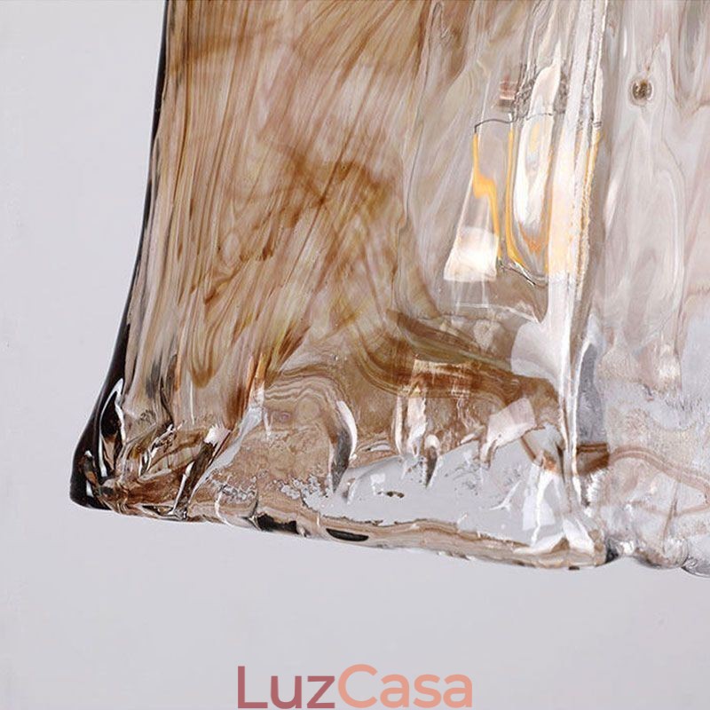 Mini luminária pendente de vidro exclusiva estilo japonês cor âmbar iluminação decorativa