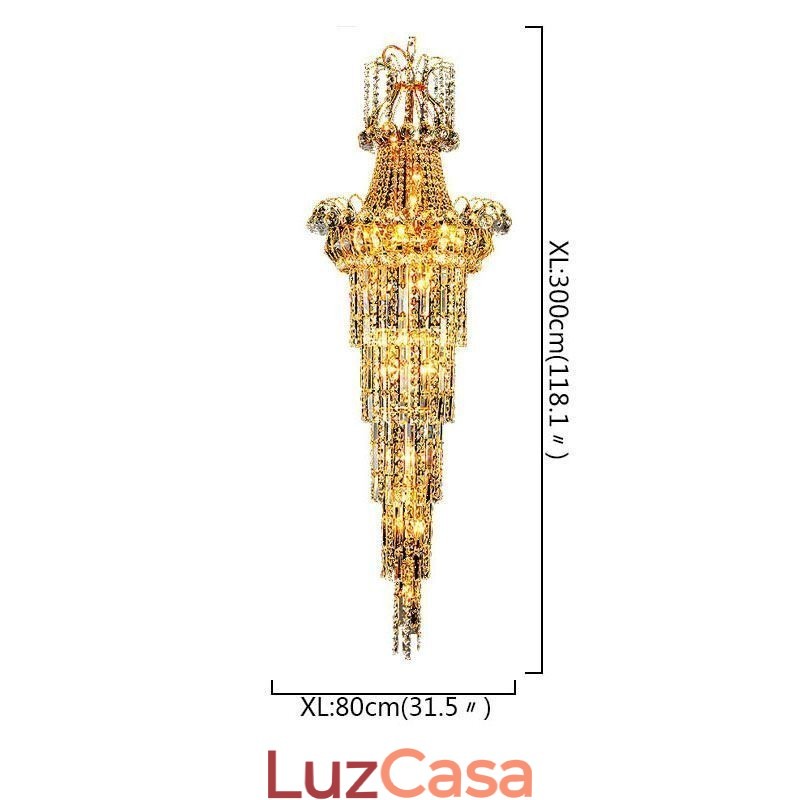 Lustre de cristal europeu com pingente longo
