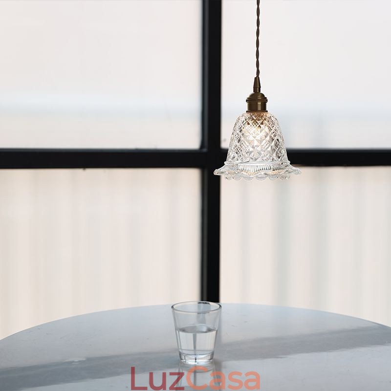 Luminária pendente de vidro com flor moderna 1 luminária decorativa