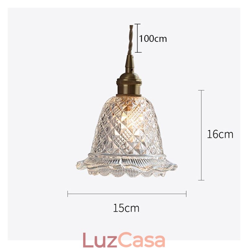 Luminária pendente de vidro com flor moderna 1 luminária decorativa