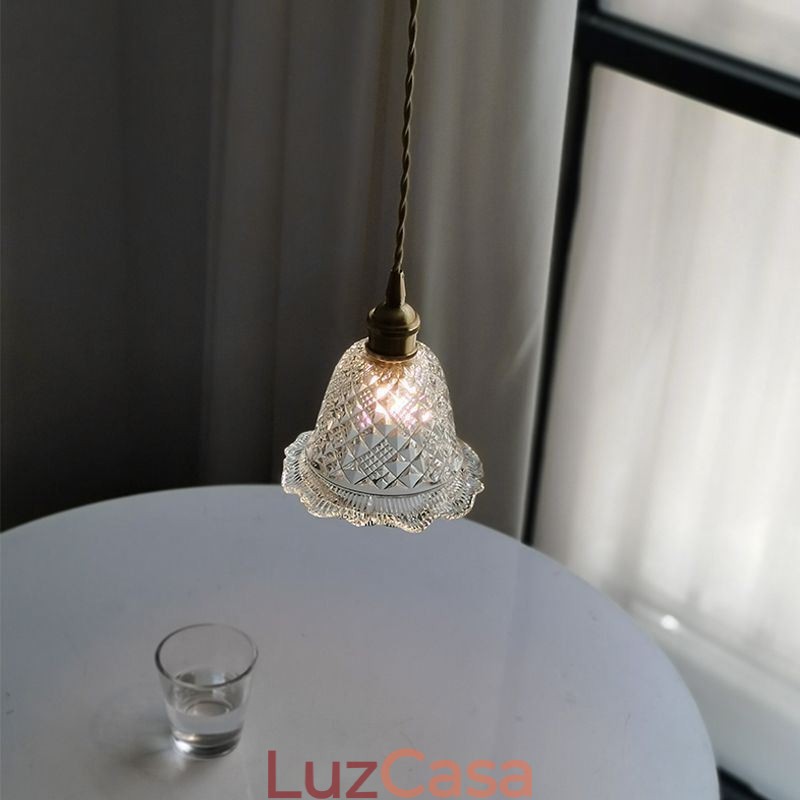 Luminária pendente de vidro com flor moderna 1 luminária decorativa