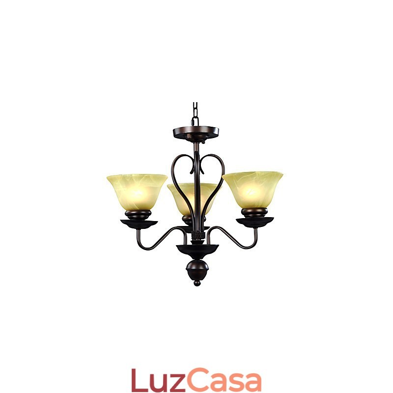 Lustre de vidro de 3 luzes