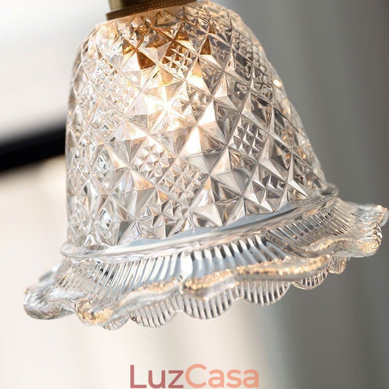 Luminária pendente de vidro com flor moderna 1 luminária decorativa