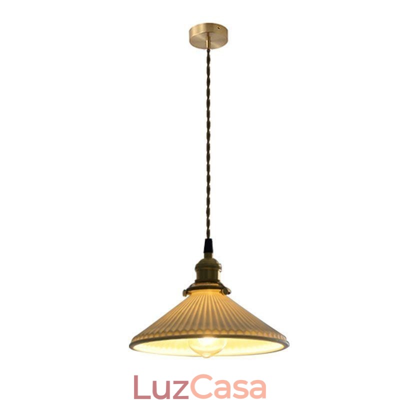 Luminária pendente de cerâmica estilo japonês, luminária pendente retrô plissada