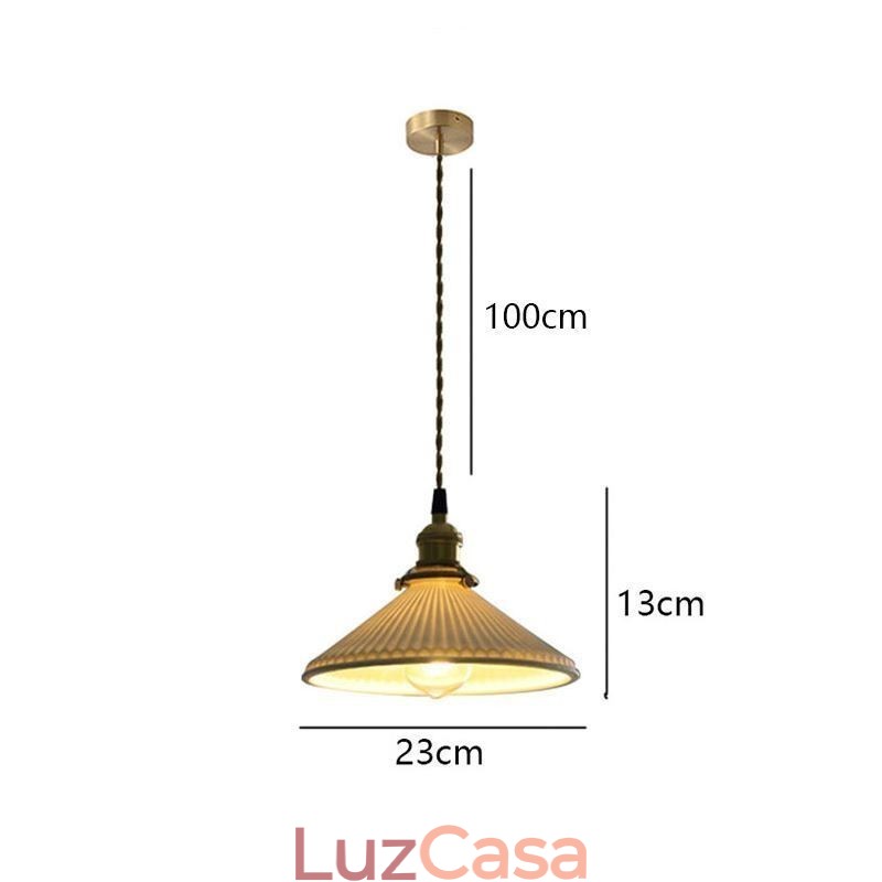 Luminária pendente de cerâmica estilo japonês, luminária pendente retrô plissada