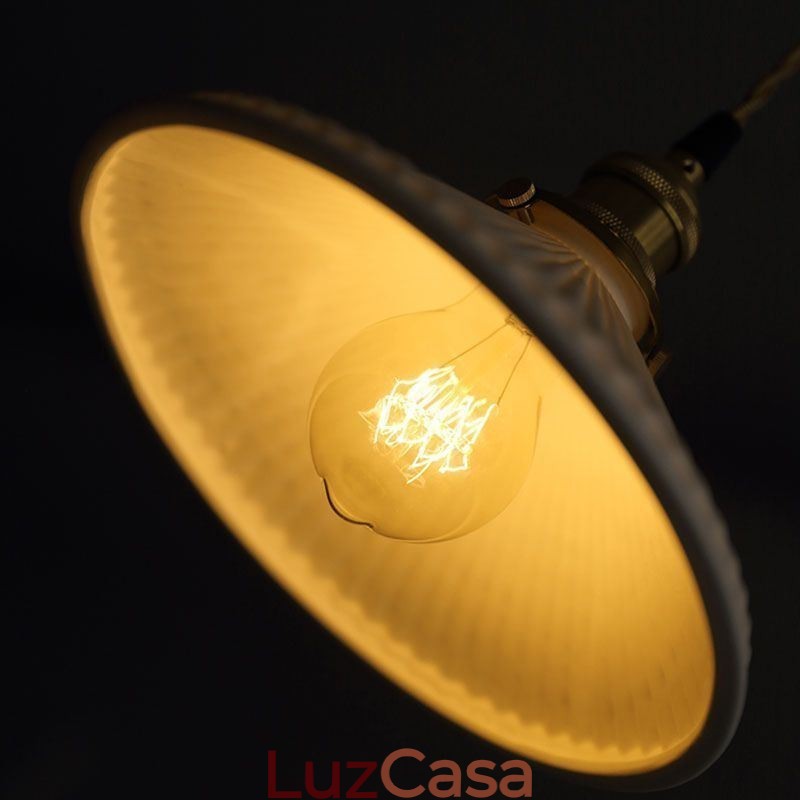 Luminária pendente de cerâmica estilo japonês, luminária pendente retrô plissada