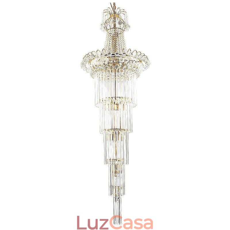 Elegante lustre longo de cristal pendente