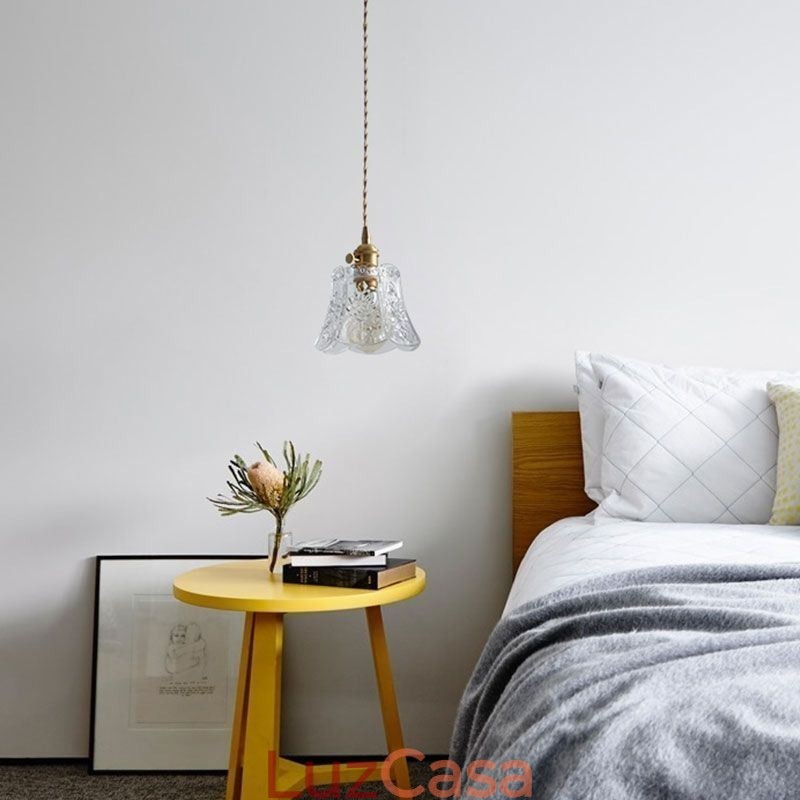 Luminária pendente de flor Luminária decorativa minimalista de vidro