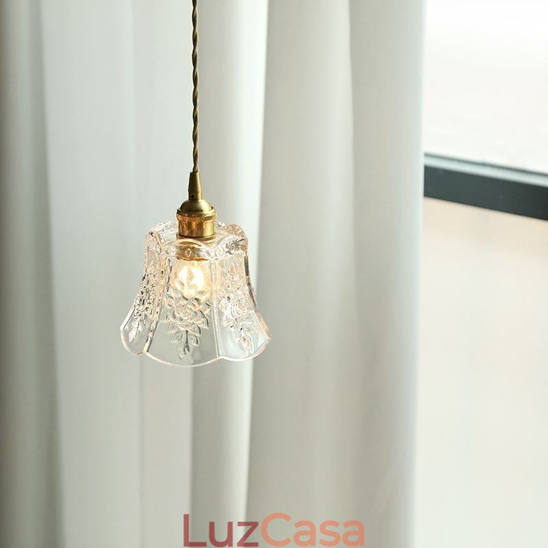 Luminária pendente de flor Luminária decorativa minimalista de vidro