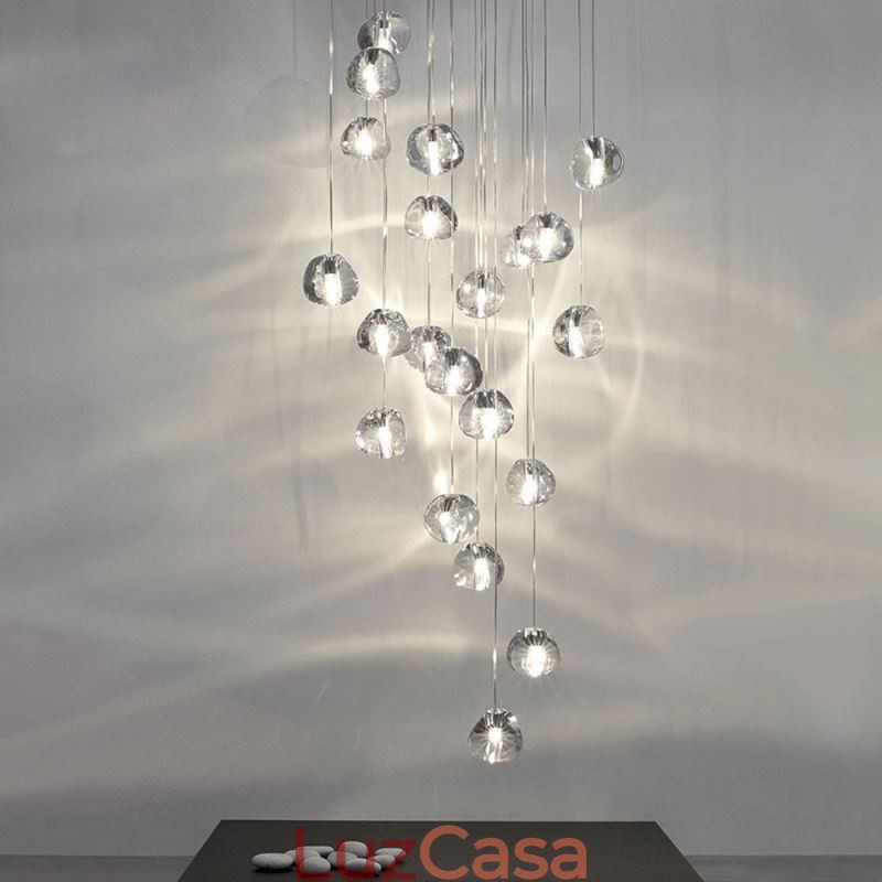 Luminária pendente moderna de cristal, abajur de cristal exclusivo, escada duplex