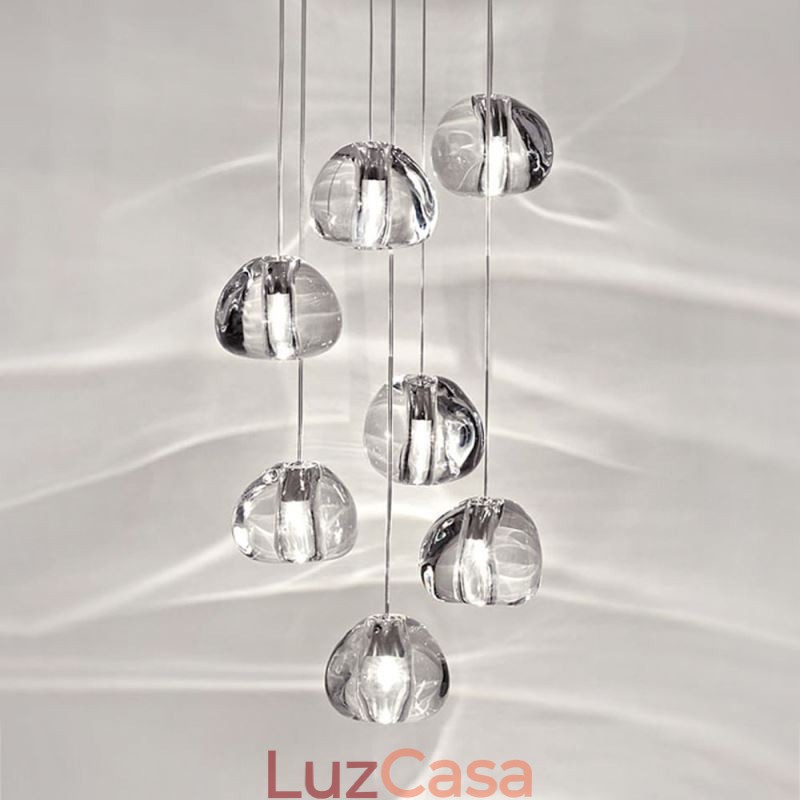 Luminária pendente moderna de cristal, abajur de cristal exclusivo, escada duplex
