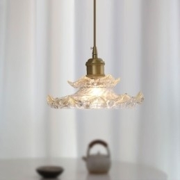 Luminária pendente de vidro estilo japonês Luminária pendente de vidro lótus