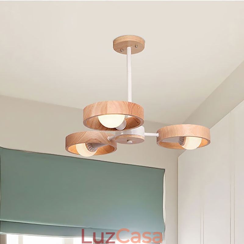 Luminária pendente de madeira única nórdica
