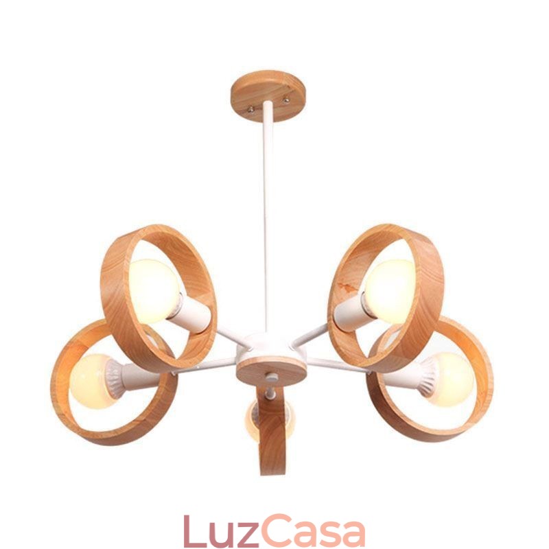 Luminária pendente de madeira única nórdica