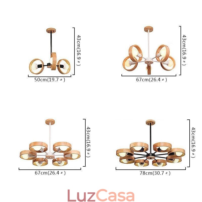 Luminária pendente de madeira única nórdica