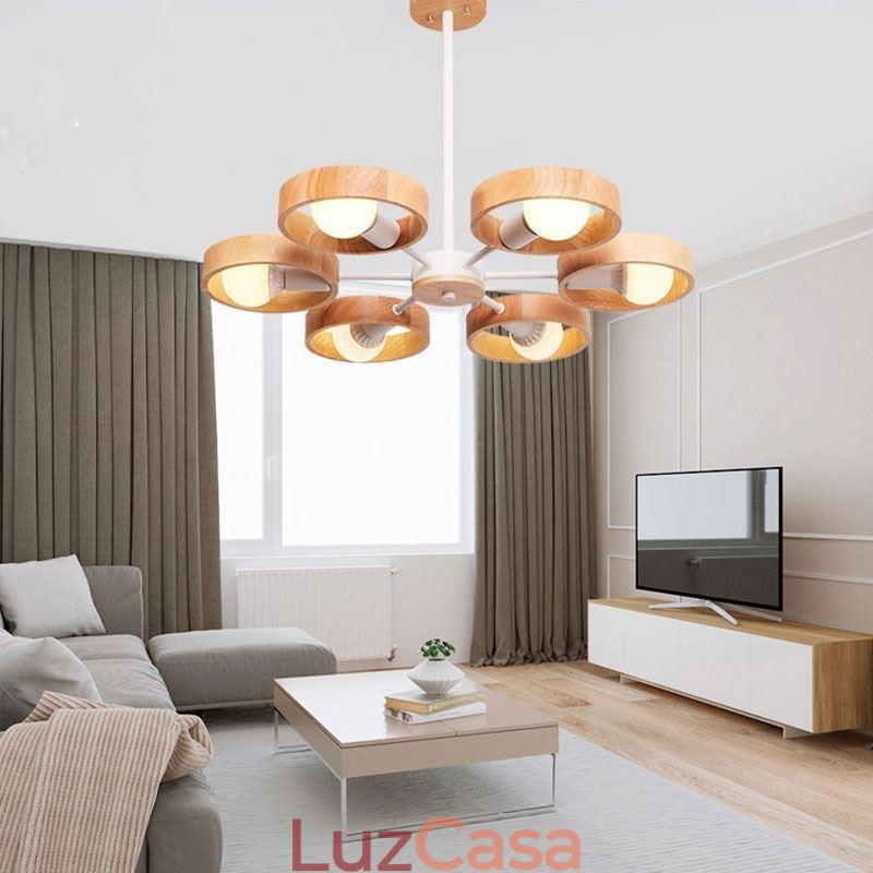 Luminária pendente de madeira única nórdica