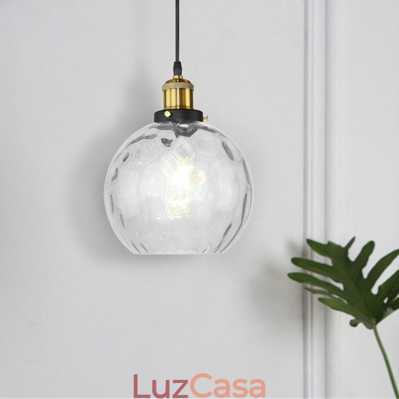 Luminária pendente de vidro contemporânea redonda com padrão aquático Luminária pendente de vidro