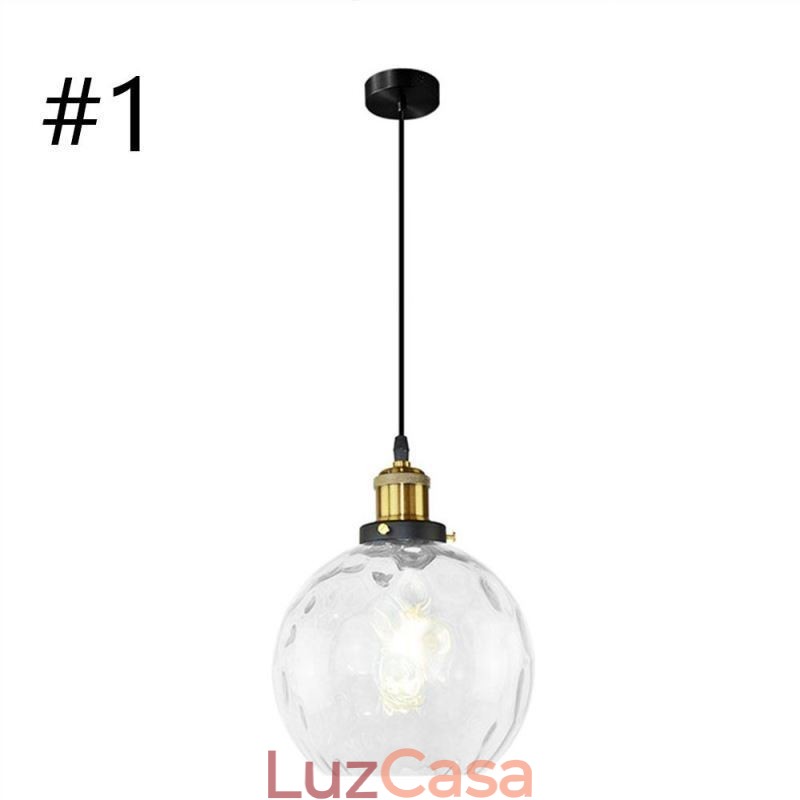 Luminária pendente de vidro contemporânea redonda com padrão aquático Luminária pendente de vidro