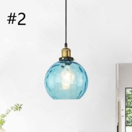 Luminária pendente de vidro contemporânea redonda com padrão aquático Luminária pendente de vidro
