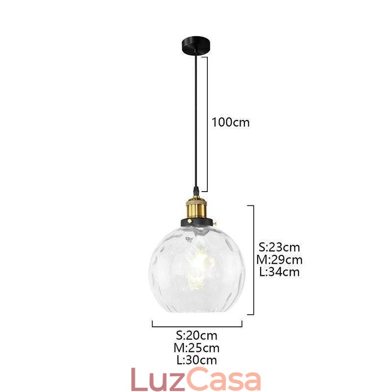 Luminária pendente de vidro contemporânea redonda com padrão aquático Luminária pendente de vidro