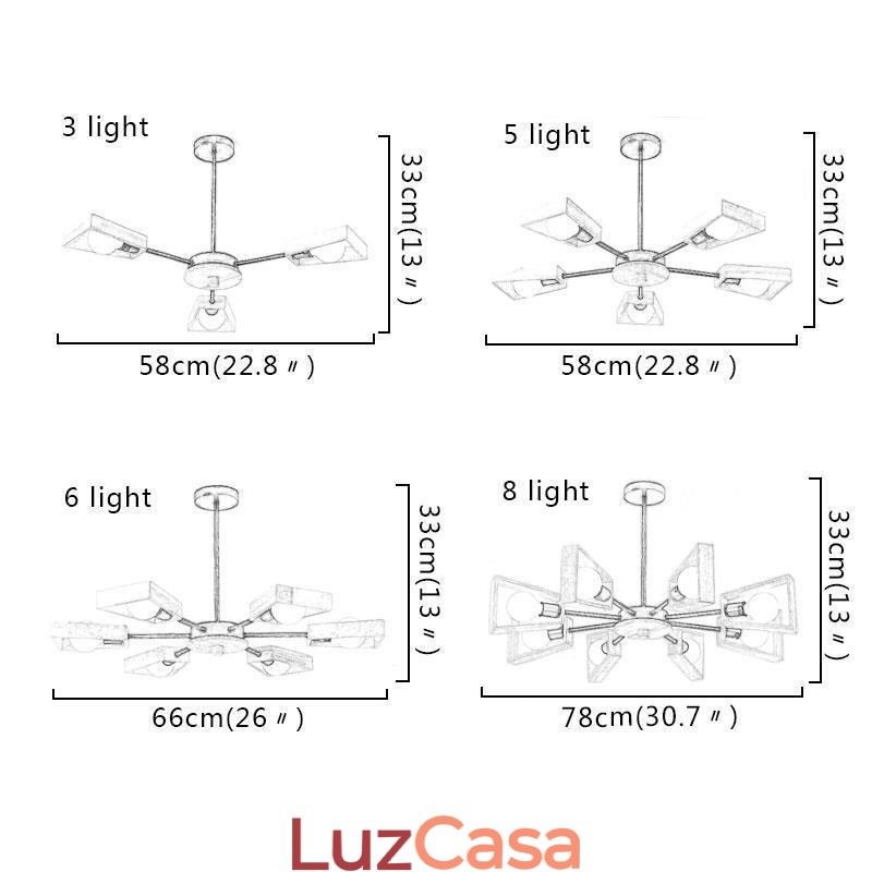 Lustre moderno em forma de leque, luminária pendente de madeira elegante
