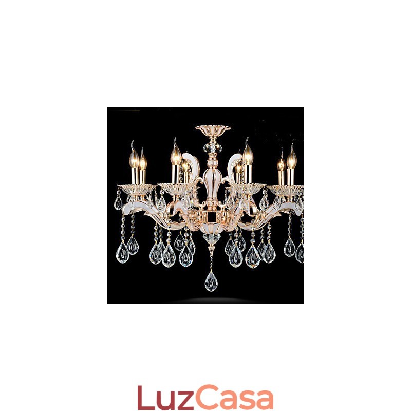Lâmpadas de liga de zinco de pingente de cristal de vela de luxo estilo europeu