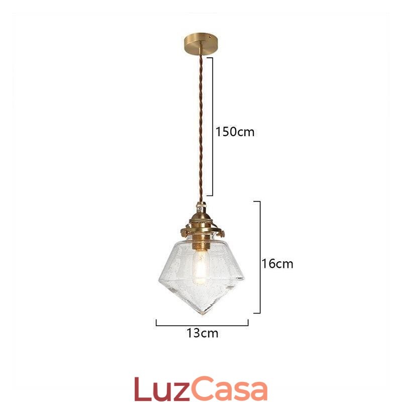 1 Luminária pendente de vidro com diamante e bolha de vidro