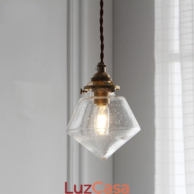 1 Luminária pendente de vidro com diamante e bolha de vidro