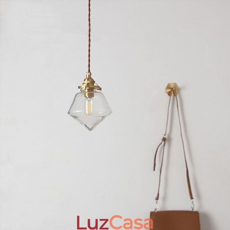 1 Luminária pendente de vidro com diamante e bolha de vidro