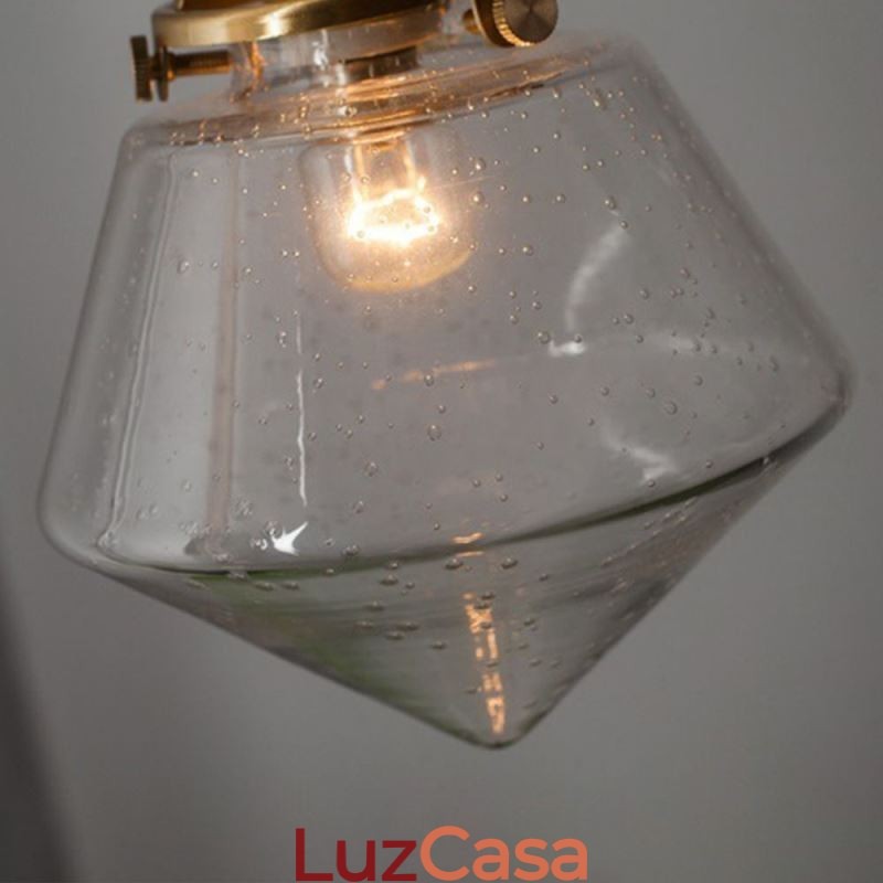 1 Luminária pendente de vidro com diamante e bolha de vidro
