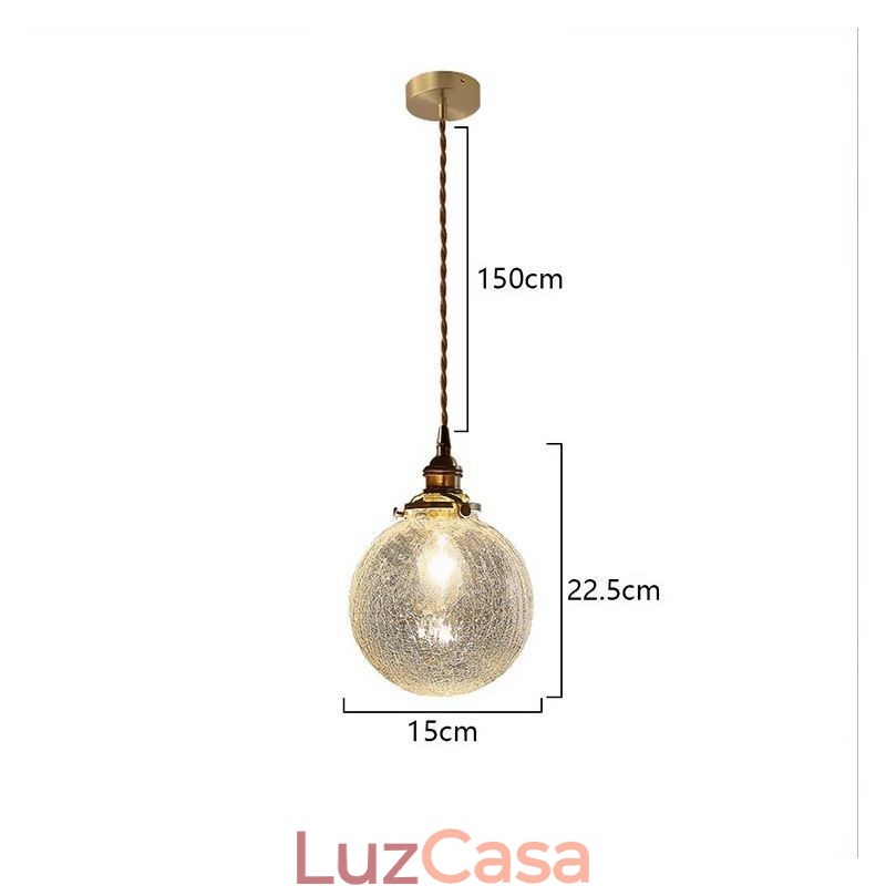Luminária pendente de vidro moderna com craquelamento no teto