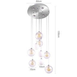 Luminária pendente de vidro Cluster de teto Luz de teto Níquel dourado escovado + Bola de vidro leitoso