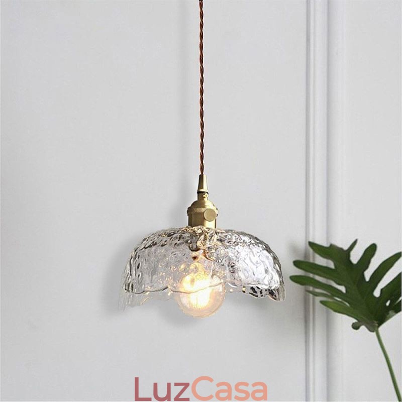 Luminária pendente de vidro de latão irregular Luminária de teto de vidro de martelo
