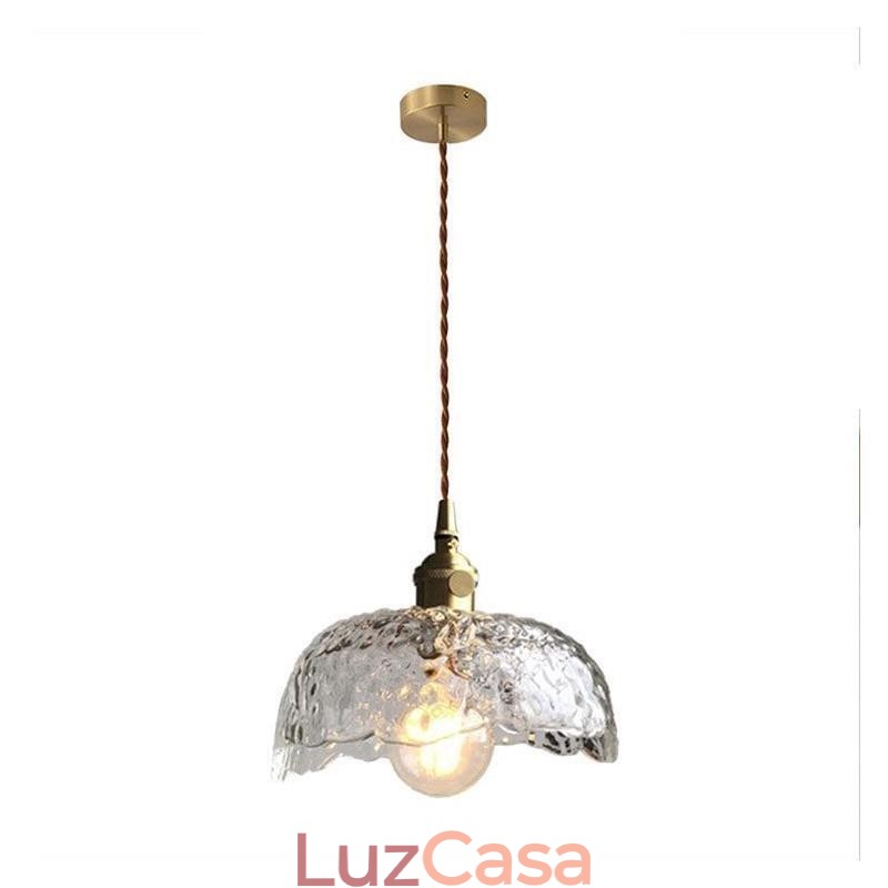 Luminária pendente de vidro de latão irregular Luminária de teto de vidro de martelo
