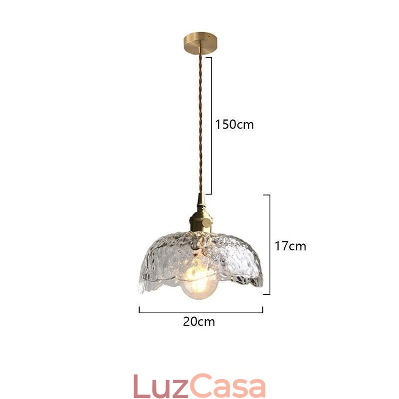 Luminária pendente de vidro de latão irregular Luminária de teto de vidro de martelo
