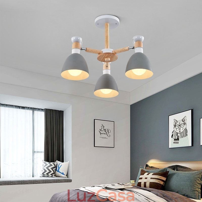 Lustre nórdico Macaron Pendant Light criativo de madeira