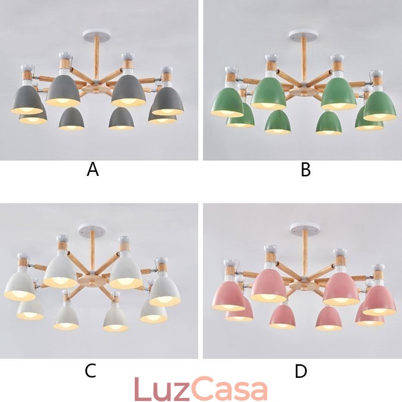 Lustre nórdico Macaron Pendant Light criativo de madeira