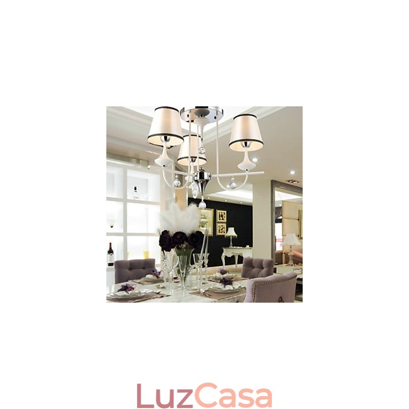 Lustre moderno contemporâneo de cristal cromado em metal