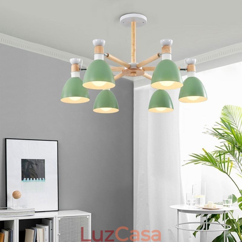 Lustre nórdico Macaron Pendant Light criativo de madeira