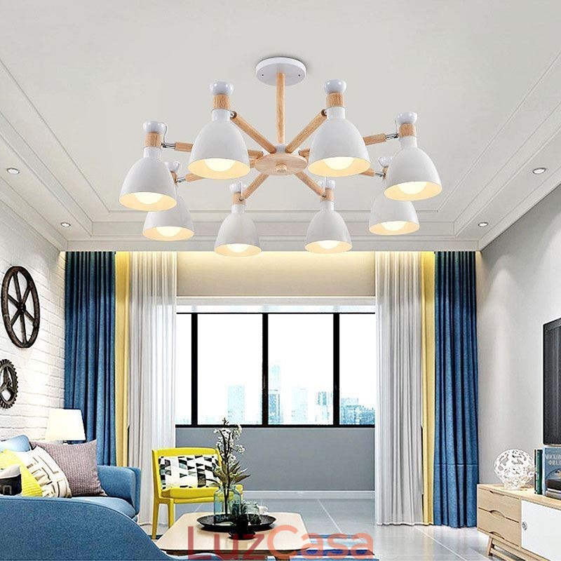 Lustre nórdico Macaron Pendant Light criativo de madeira