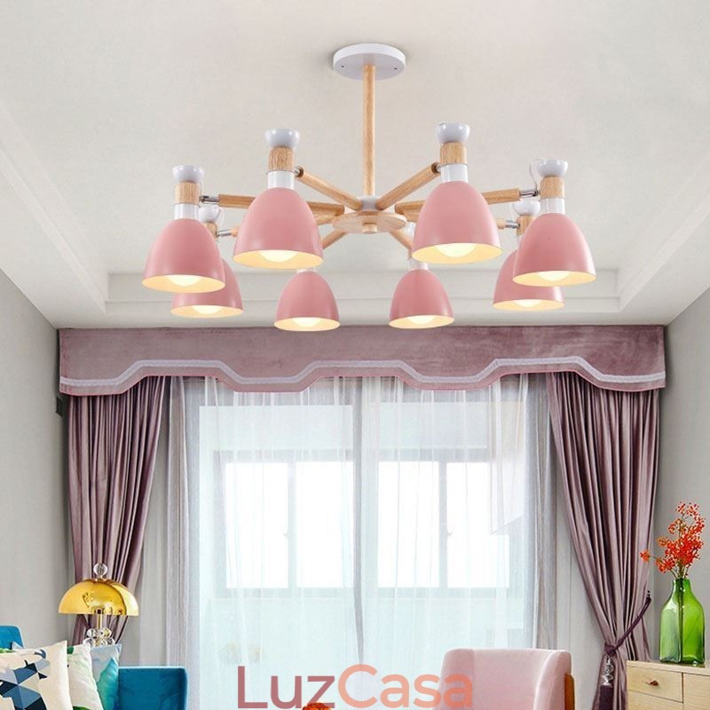 Lustre nórdico Macaron Pendant Light criativo de madeira