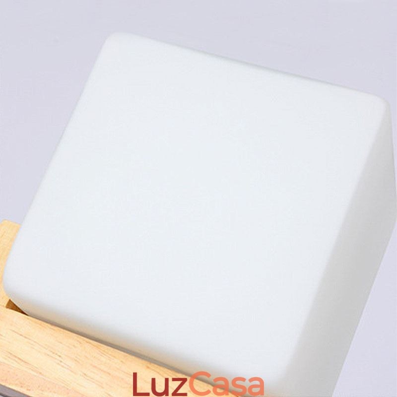 Lustre nórdico de madeira com abajur de vidro e luminária pendente