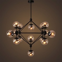 Lustre 15 Luzes Bola De Vidro Luzes Retro Ao Ar Livre Garagem Metal