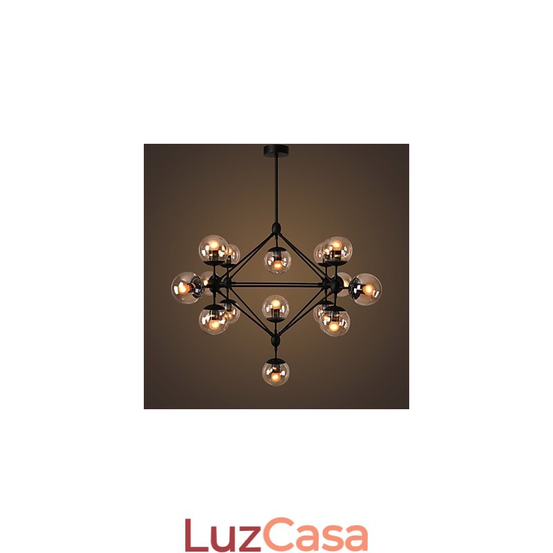 Lustre 15 Luzes Bola De Vidro Luzes Retro Ao Ar Livre Garagem Metal