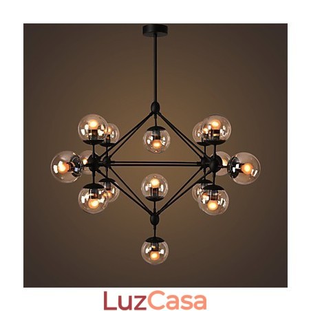 Lustre 15 Luzes Bola De Vidro Luzes Retro Ao Ar Livre Garagem Metal