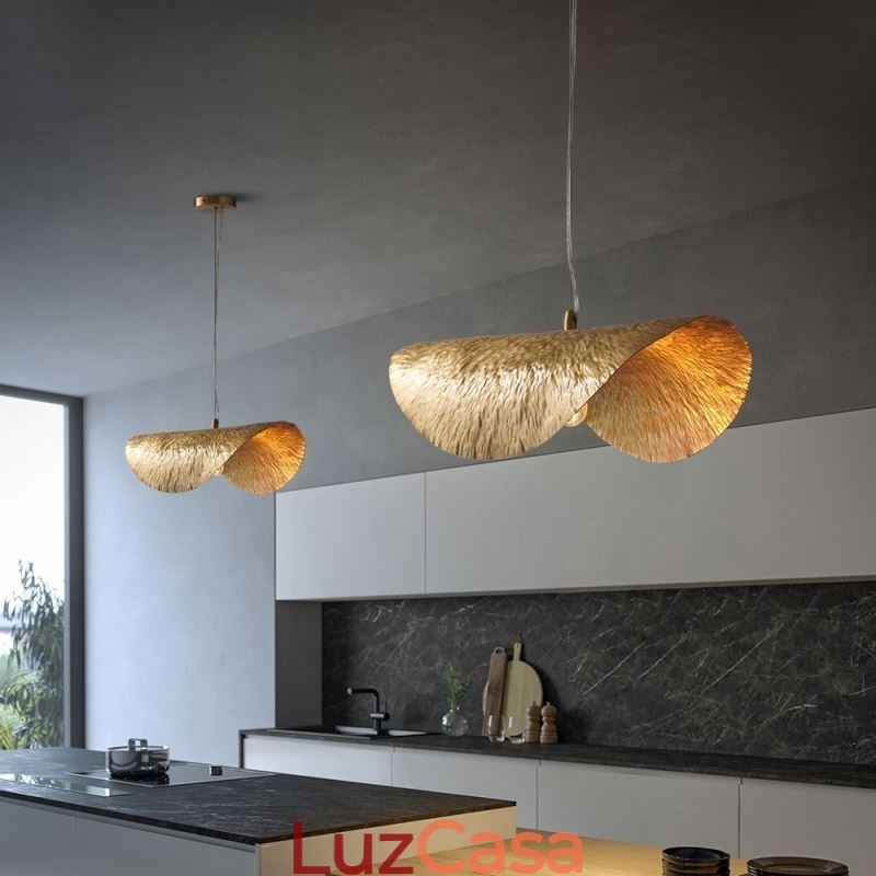 Luminária pendente de latão moderna e minimalista com folha de lótus, luminária de teto