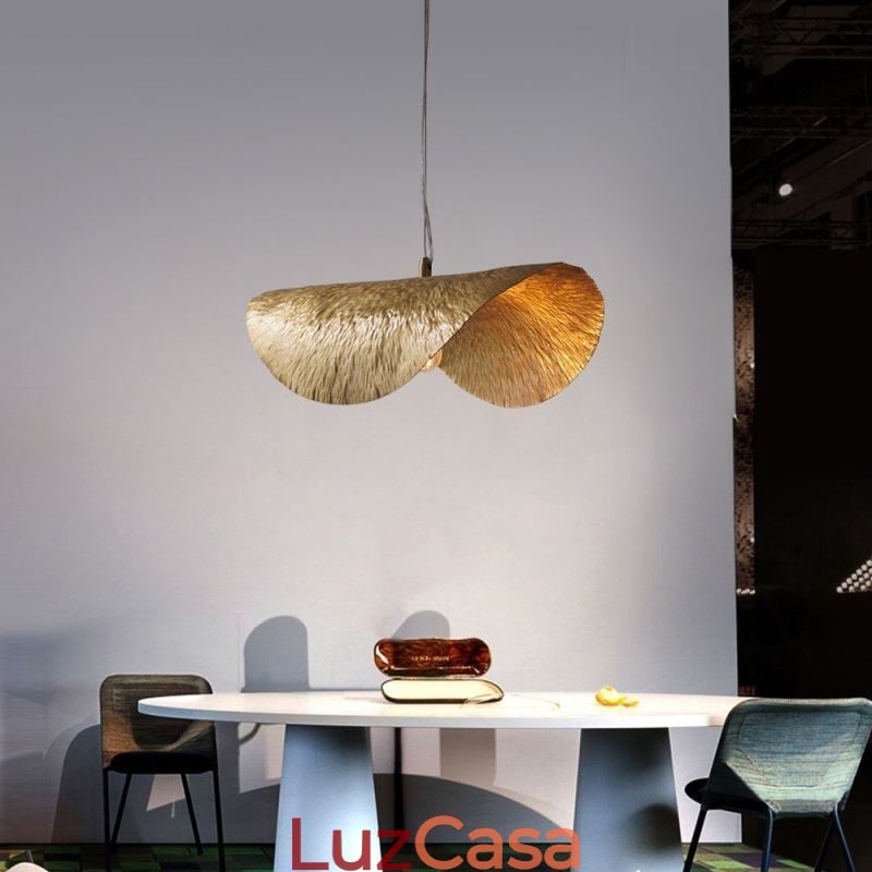 Luminária pendente de latão moderna e minimalista com folha de lótus, luminária de teto