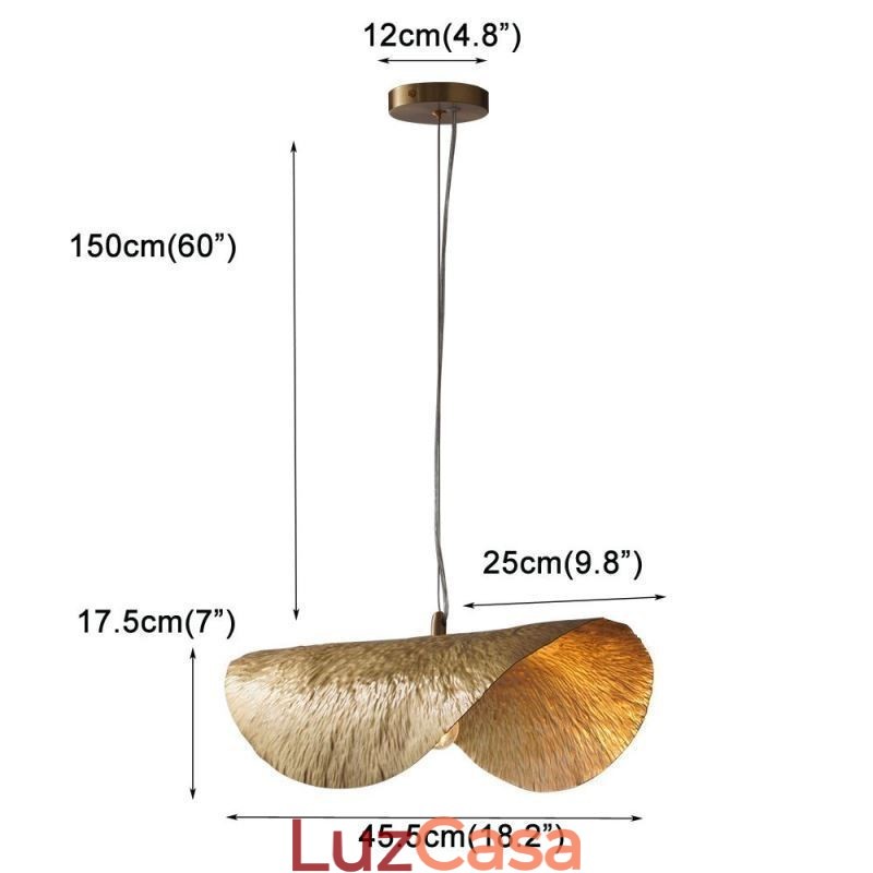 Luminária pendente de latão moderna e minimalista com folha de lótus, luminária de teto